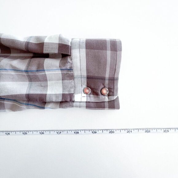 Levi's Men's Western Collared Shirt Snap Up Plaid Long Sleeve Brown Small - Picture 6 of 9